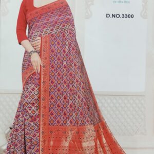 Gangajal Jacquard Banarasi Saree - Blue-Red Regal