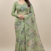 Designer Light Green Tissue Saree with Seroski Work Designer Light Green Tissue Saree with Seroski Work