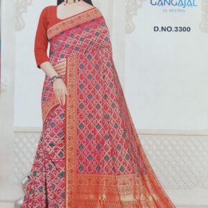 Gangajal Jacquard Banarasi Saree - Gold-Pink Blossom