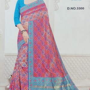 Gangajal Jacquard Banarasi Saree - Pink-Sky Majestic