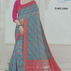 Gangajal Jacquard Banarasi Saree - Turquoise Pink Royal