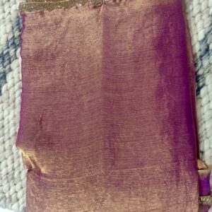 Plain Metallic Organza Silk Saree - Magenta-Gold