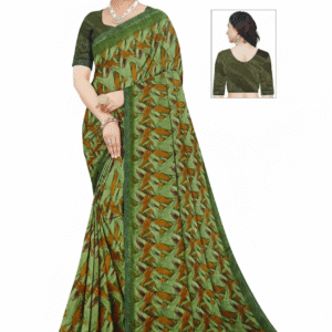 Elegant Designer Saree with Blouse - Green