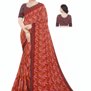 Elegant Designer Saree with Blouse - Red Pink